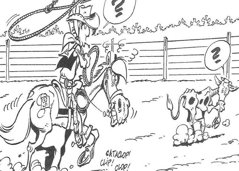 coloriage lucky luke attrape un veau au lasso